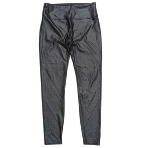 Santiny Black Womens M Medium Leggings Shiny Liquid Shimmery Dressy Sexy